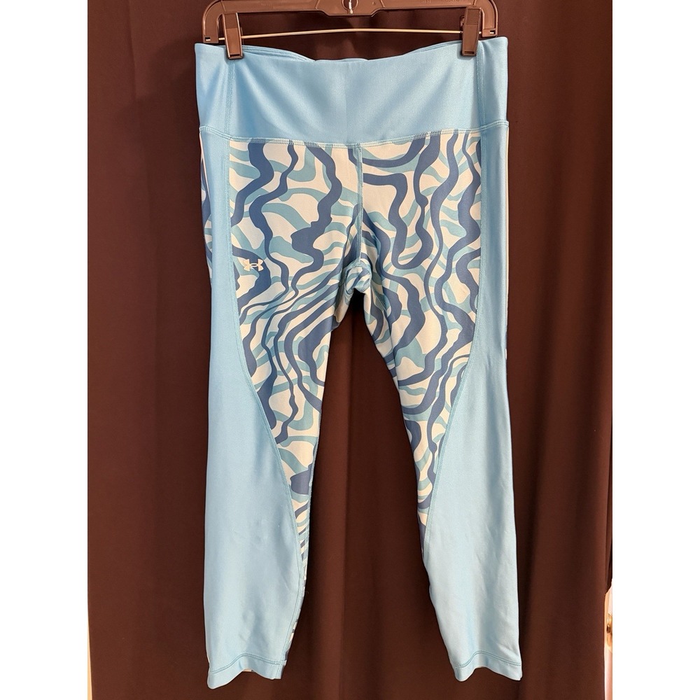 Under Armour HeatGear Women's Compression Leggings L Blue/White Abstract